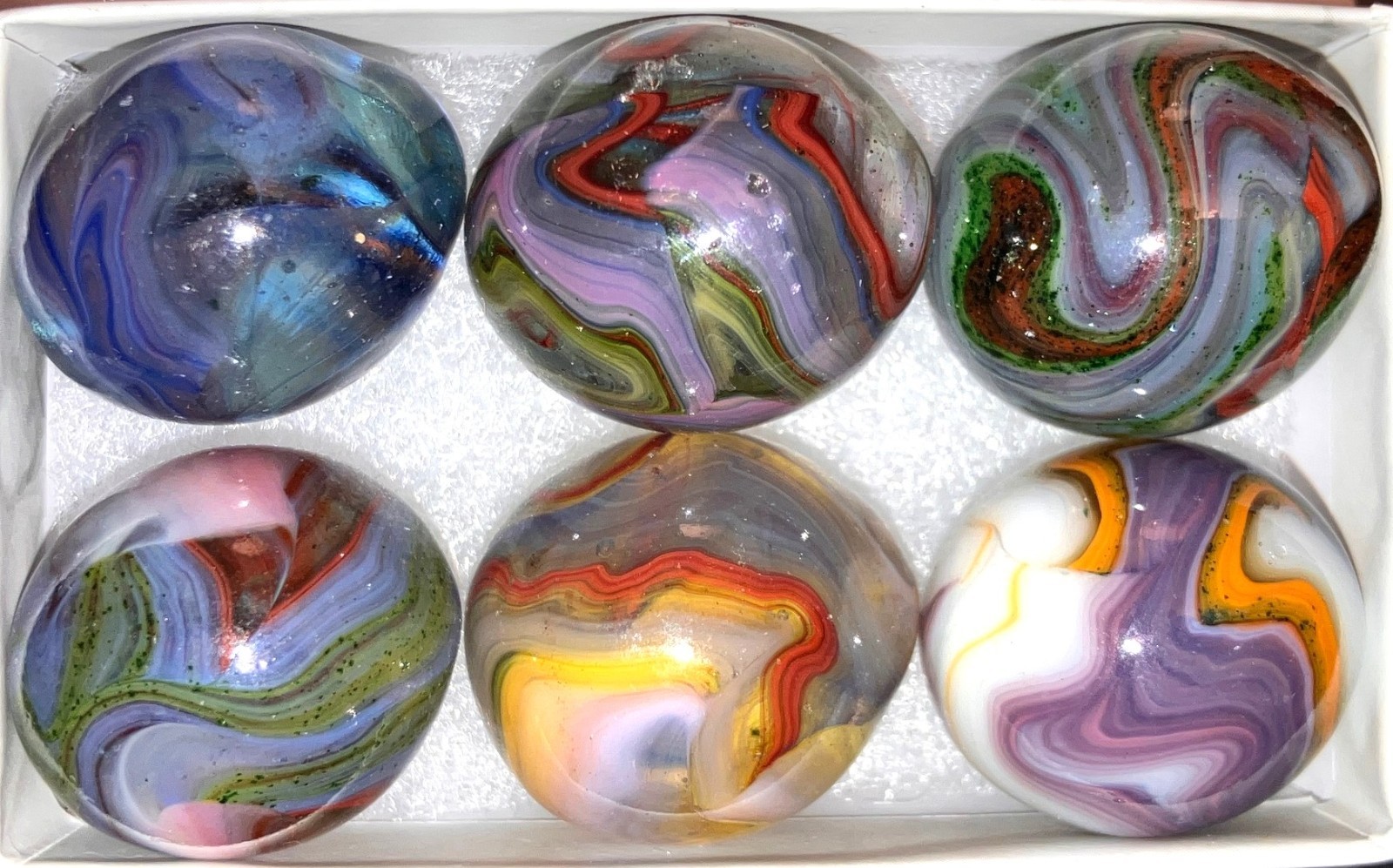 6 Jabo & D.A.S. Easter Eggs Marble Ingots Box Set Egg Marbles Purple Set B