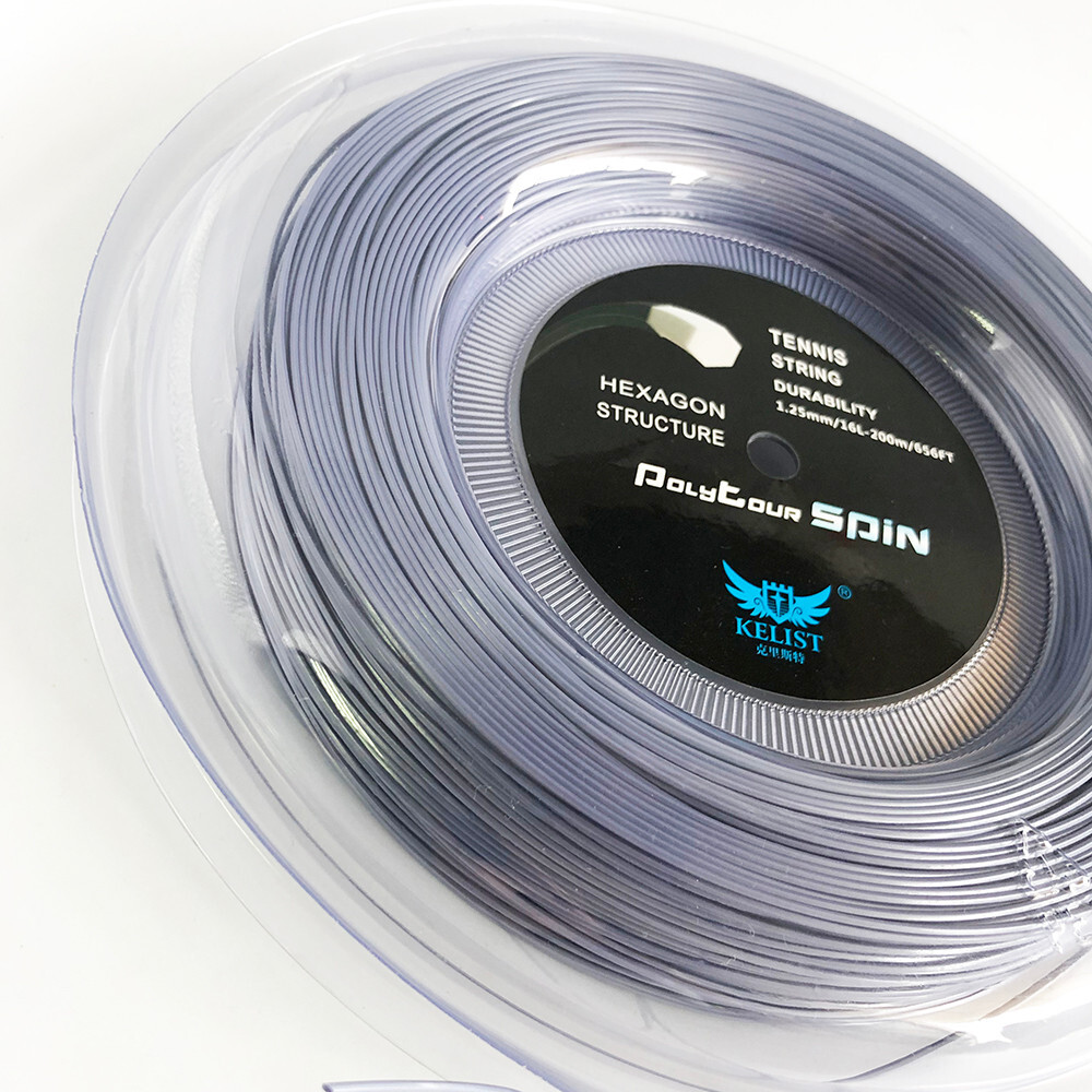 Hexagon Polyester Tennis Racket String Reel Gray Color