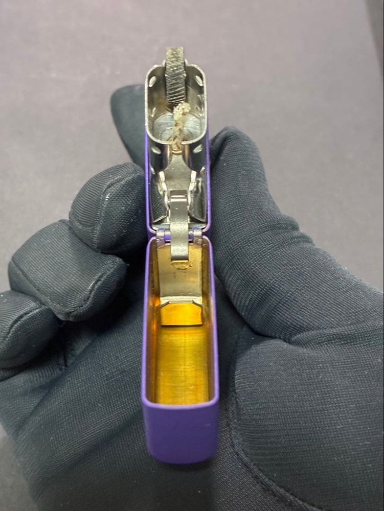 Zippo Purple Simple Model One Sided Processing Lighter Regular Japan