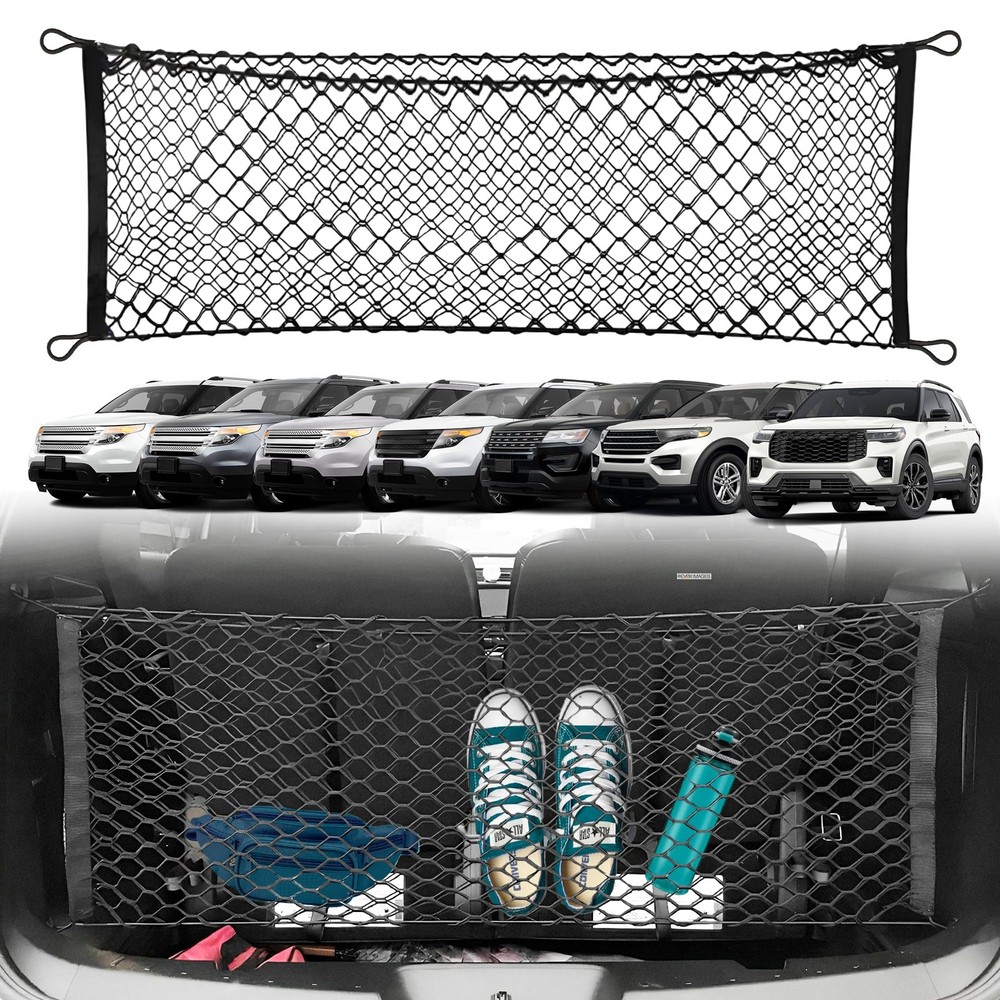 Envelope Style Automotive Elastic Trunk Mesh Cargo Net for Ford Black