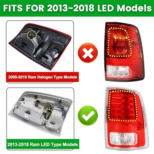 LED Tail Light Assembly Compatible with 2013-2018 Dodge Ram Driver Side