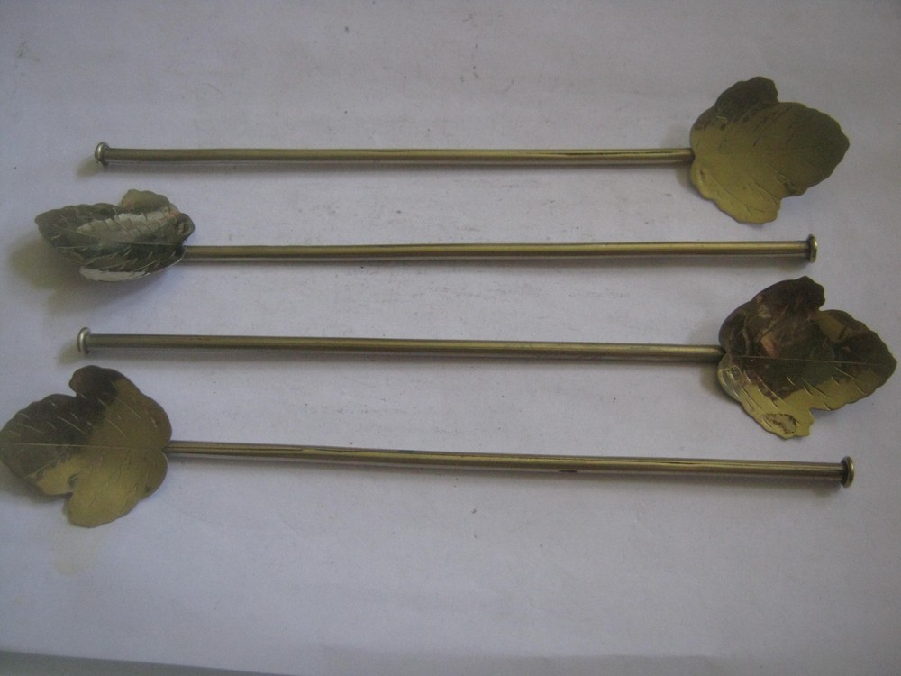 FOUR Sterling 925 Silver Mint Leaf Julep 8" Straw/Stirrers