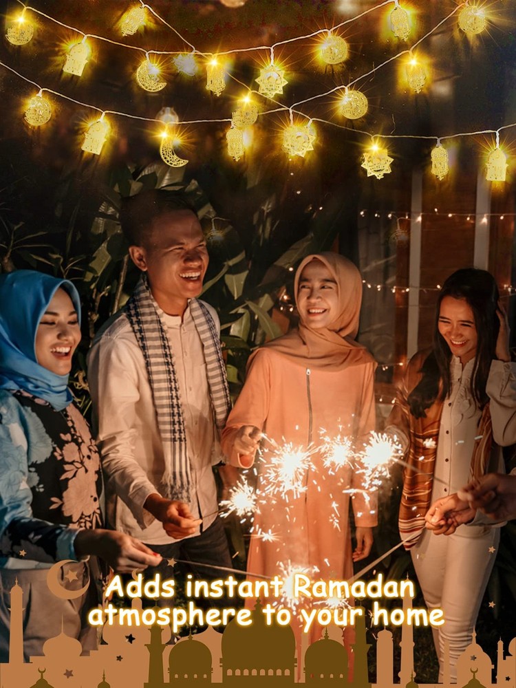 Ramadan Eid String Light- 9.8ft 20LEDs 9.8 feet, Golden Multiple Shapes 1