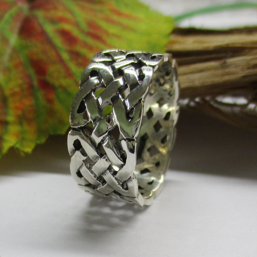 Wide Friendship Ring Silver 925 Ring - Braid Pattern Men Women