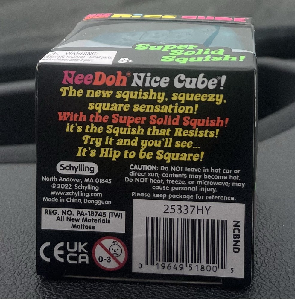 Nee Doh Nice Cube - Super Solid Squish! (Blue) - Brand New/Factory Sealed!