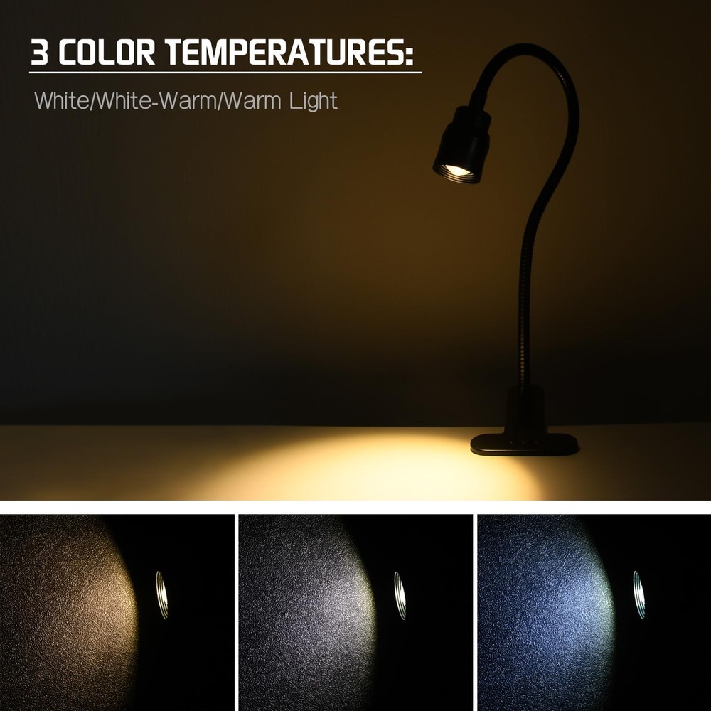 Zoomable Clip On Lamp Dimmable Spotlight for Dorm Bed Headboard Working