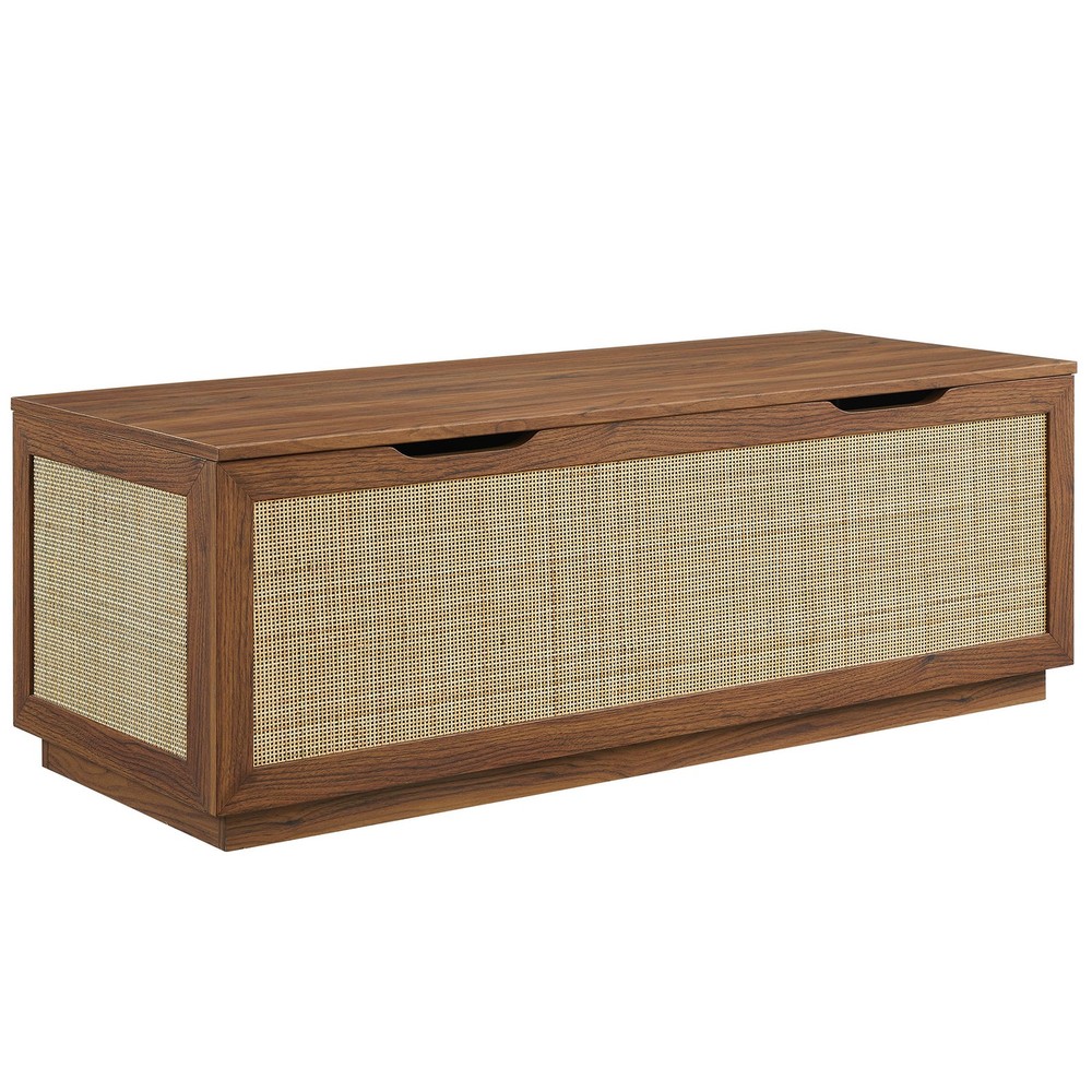 Soma Rattan Storage Bench in Walnut
