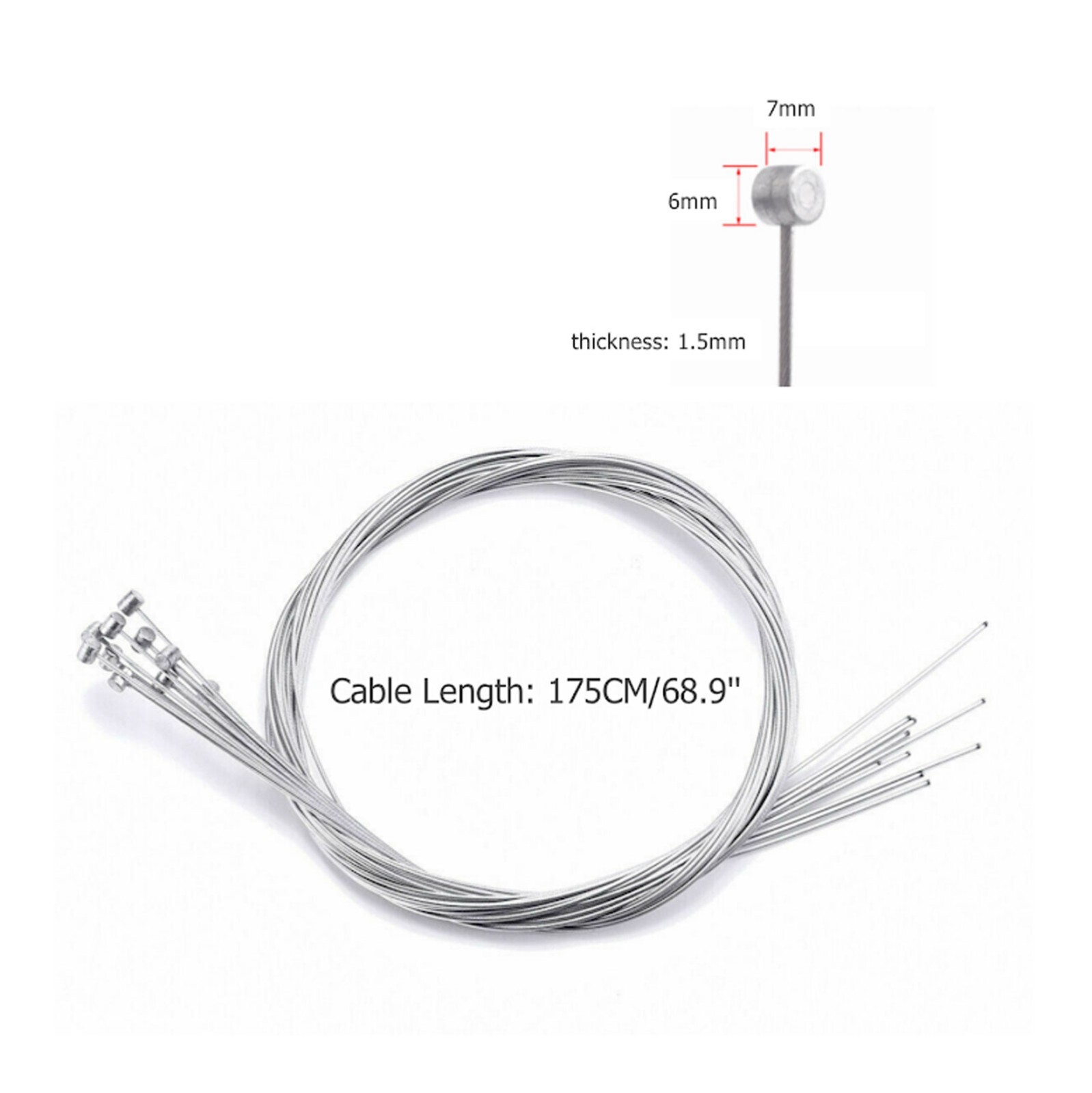 10X Bicycle Bike Brake Cables Stainless Steel Front Rear Inner Wire 5.6ft / 1.7m