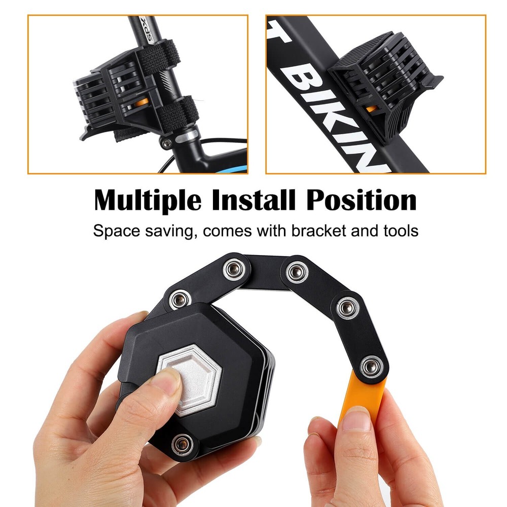 WEST BIKING Foldable Bike Chain Lock Bicycle Antitheft Security Lock With 3 Keys