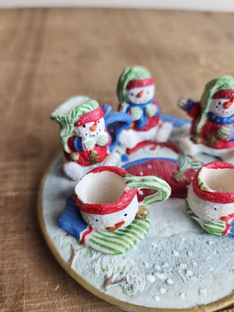 MINI TEA SET Snowman Polyresin Winter Christmas Snow Men