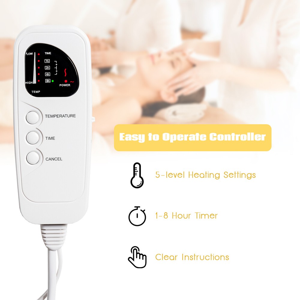 Massage Table Bed Warmer Heating Pad w/5 Heat Settings & Digital Timer 71"X30"