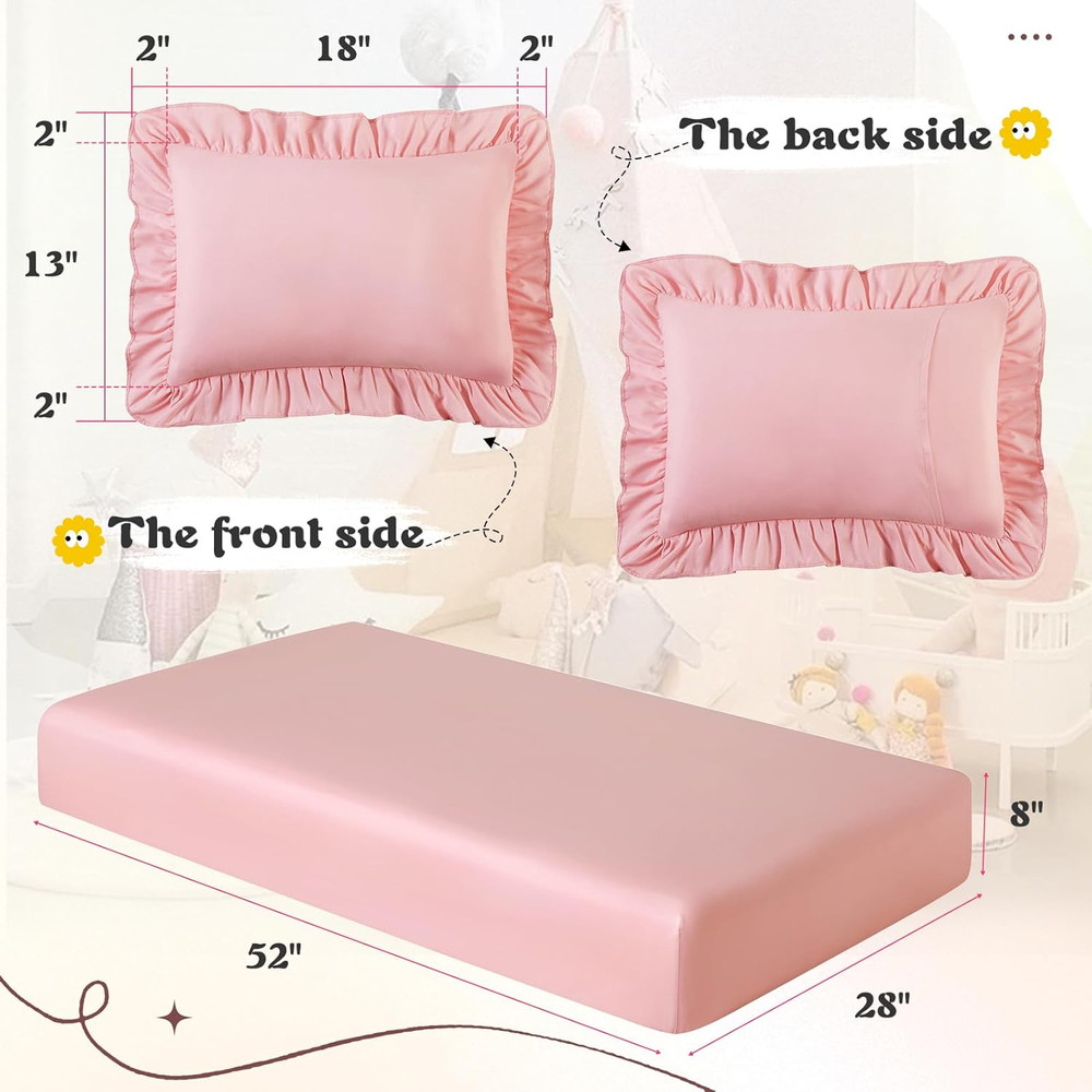 3 Piece Toddler Sheet Set Microfiber, Includes a Flat Sheet, a Fitted Sheet and