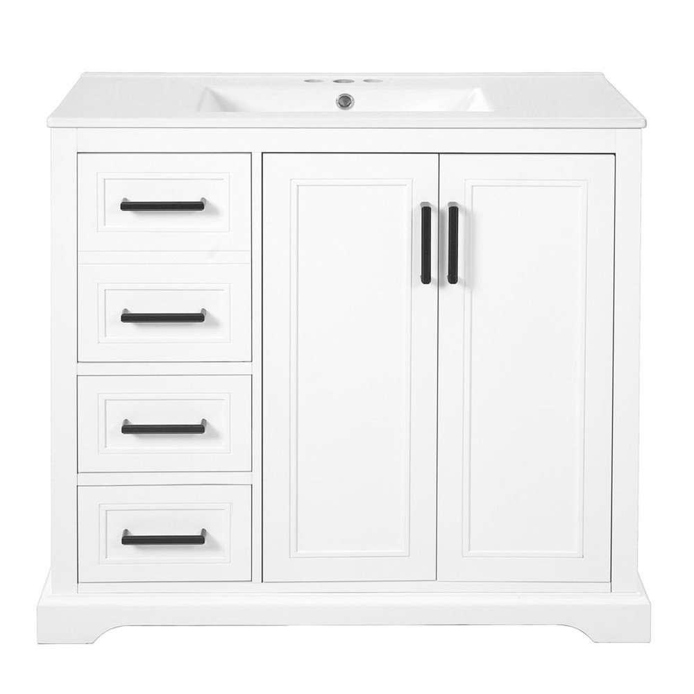 Refined 36" Vanity for Medium Bathrooms – Solid Wood Frame, Ample Storage &