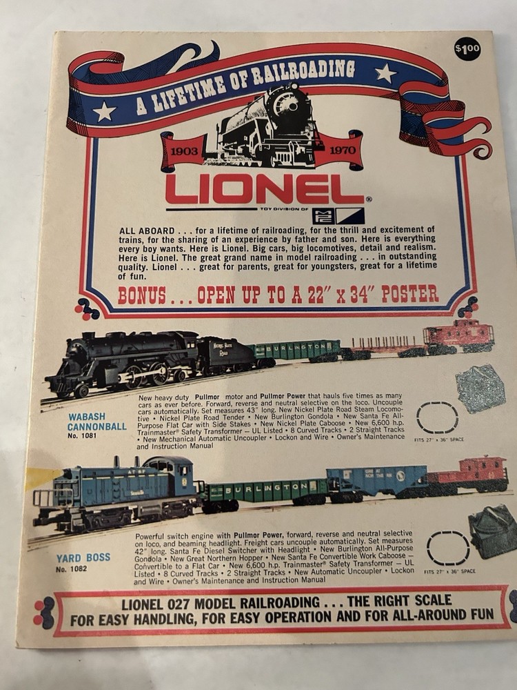 LIONEL Track Layout Catalog/Poster - 1970