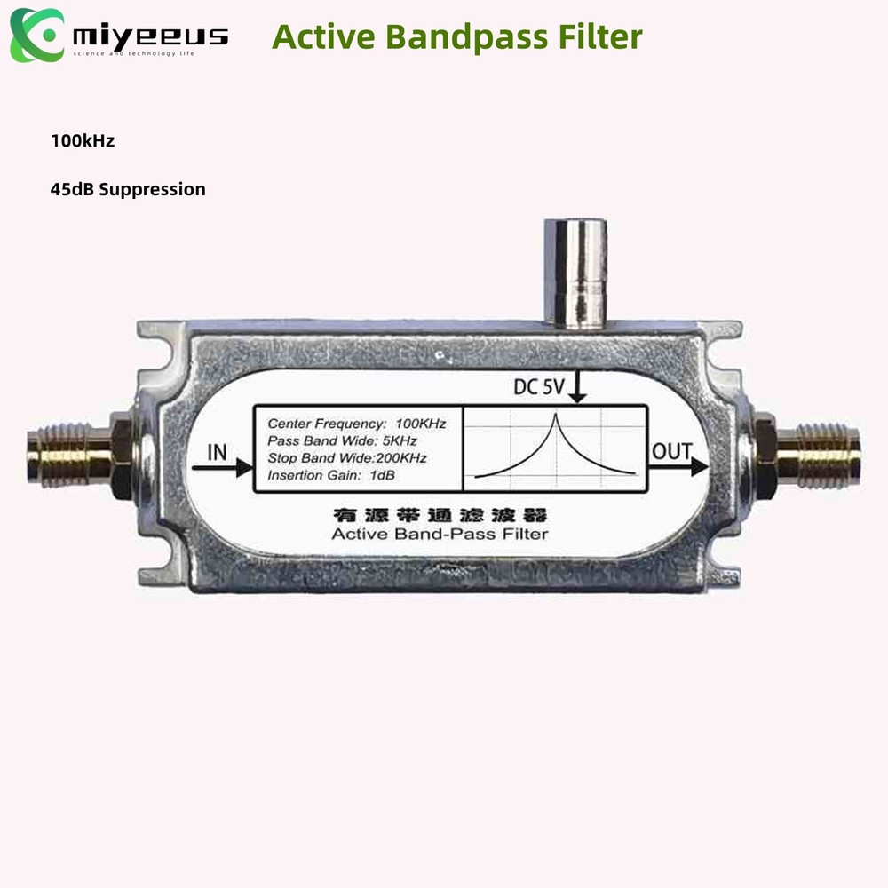 BPF Single Power Supply 100KHz Active Bandpass Filter 45dB Suppression