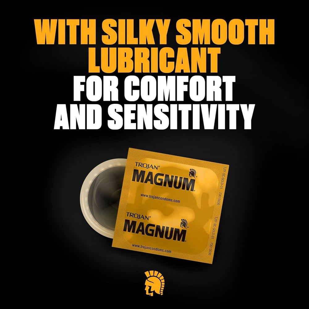 TROJAN Magnum Lubricated Large Condoms, Comfortable and Smooth Lubricated, Ameri