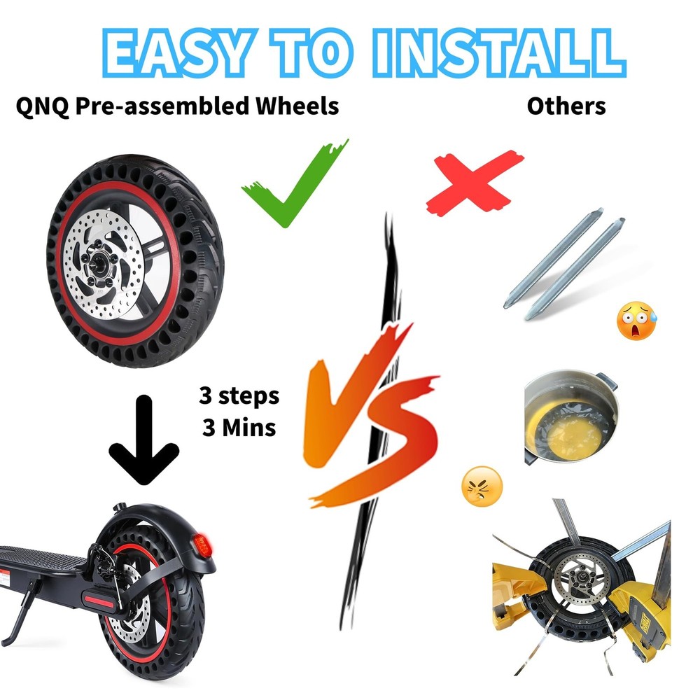 8.5'' Electric Scooter Replacement Rear Wheel – Solid Tire with Wheel Hub