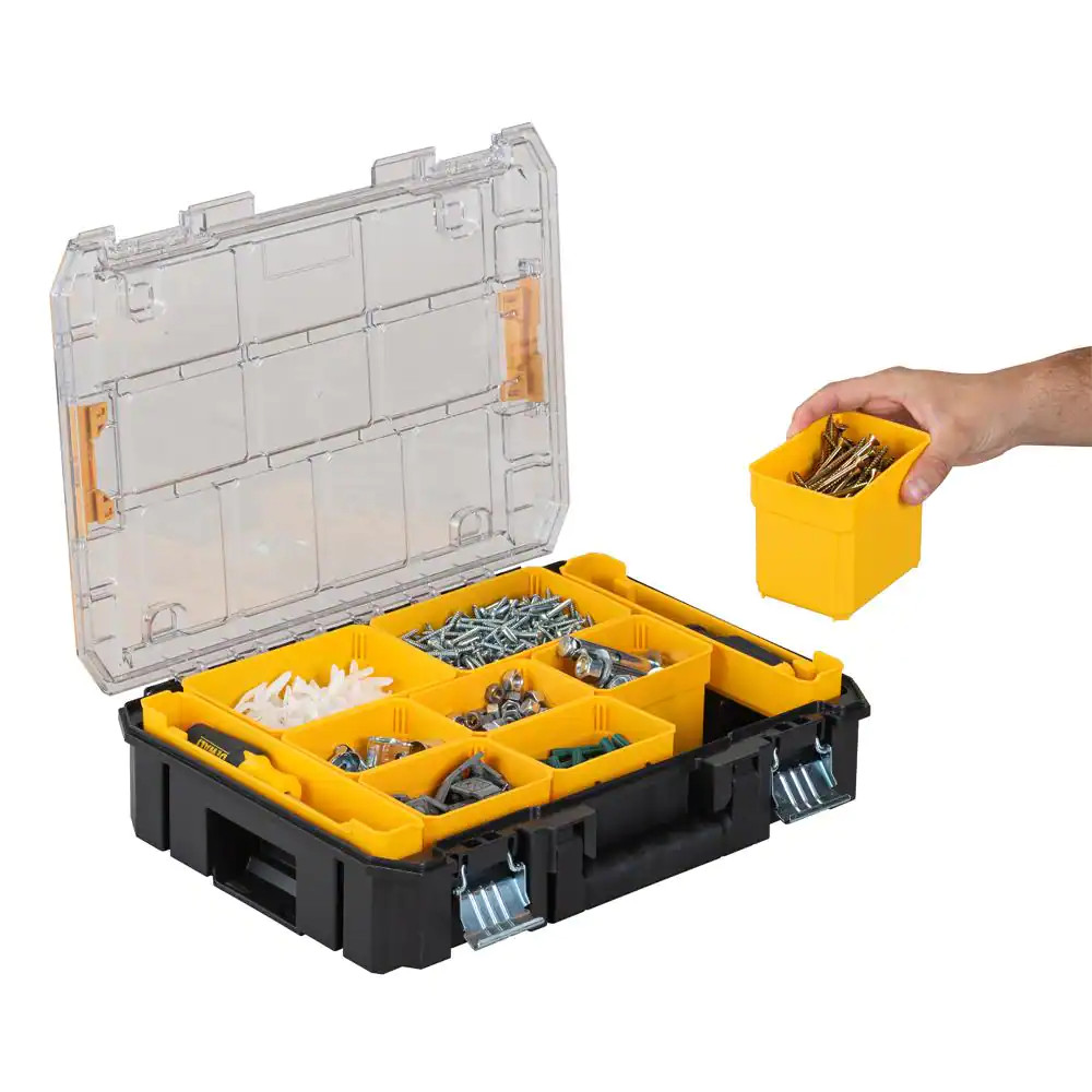 TSTAK V 7 In. Stackable 9-Compartment Small Parts & Tool Storage Organizer