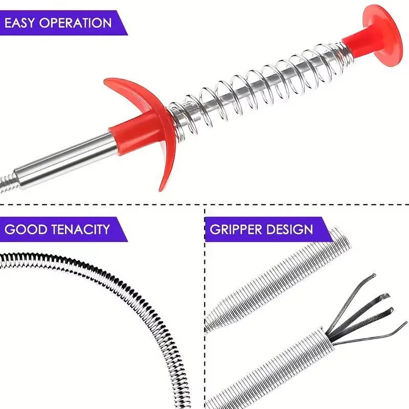 60Cm Spring Pipe Dredging Tools, Drain Snake, Drain Cleaner Sticks Clog Remover