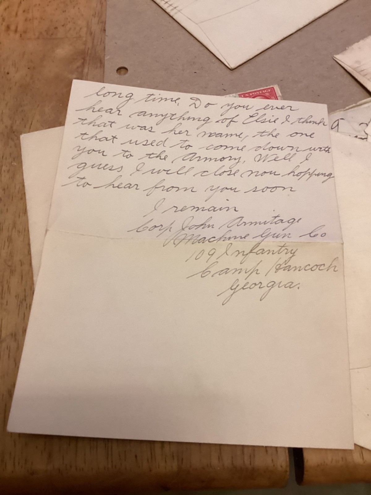 50 WW1 letters to Philadelphia from Camp Hancock,Ga,Lt Armitage Corp Beck.PA Uni