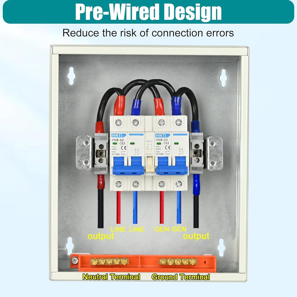 Transfer Switch for Home Generator, Upgraded 63 Amp Generator Transfer Switch, 1