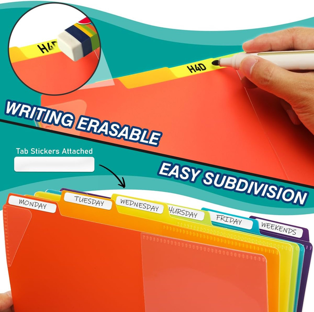 12 Pocket Poly Project Organizer, Spiral Multi Pocket Folder Organizer, Multi-Su