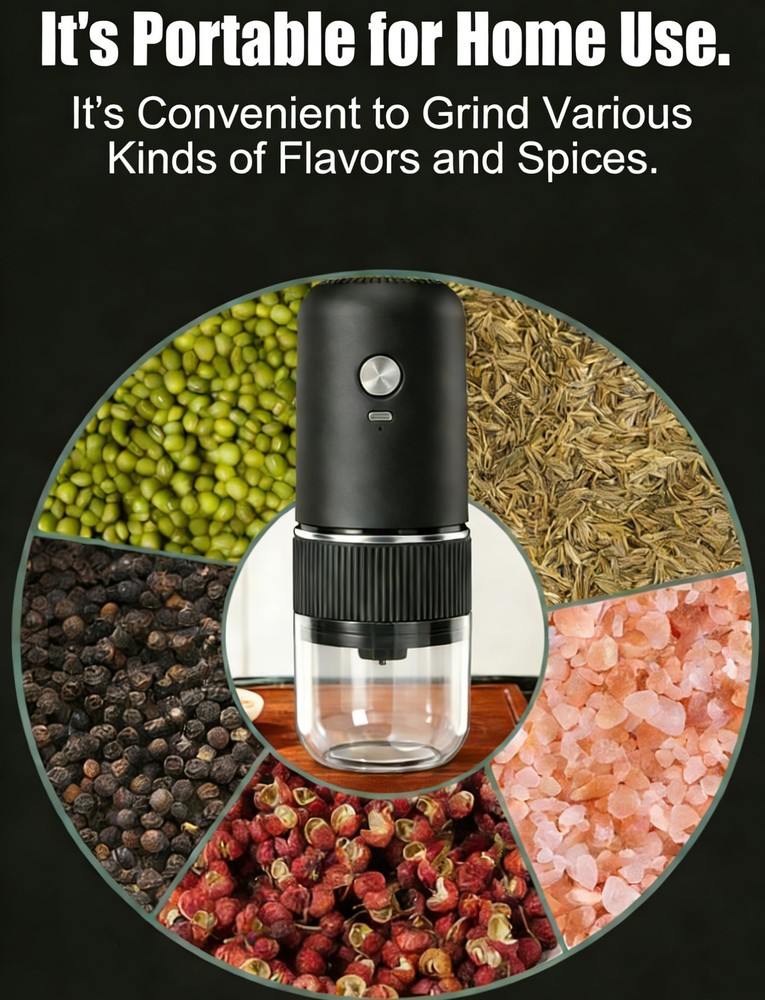 Coffee Grinder Automatic Bean Grinder Adjustable Coarseness Rechargeable Cafe...