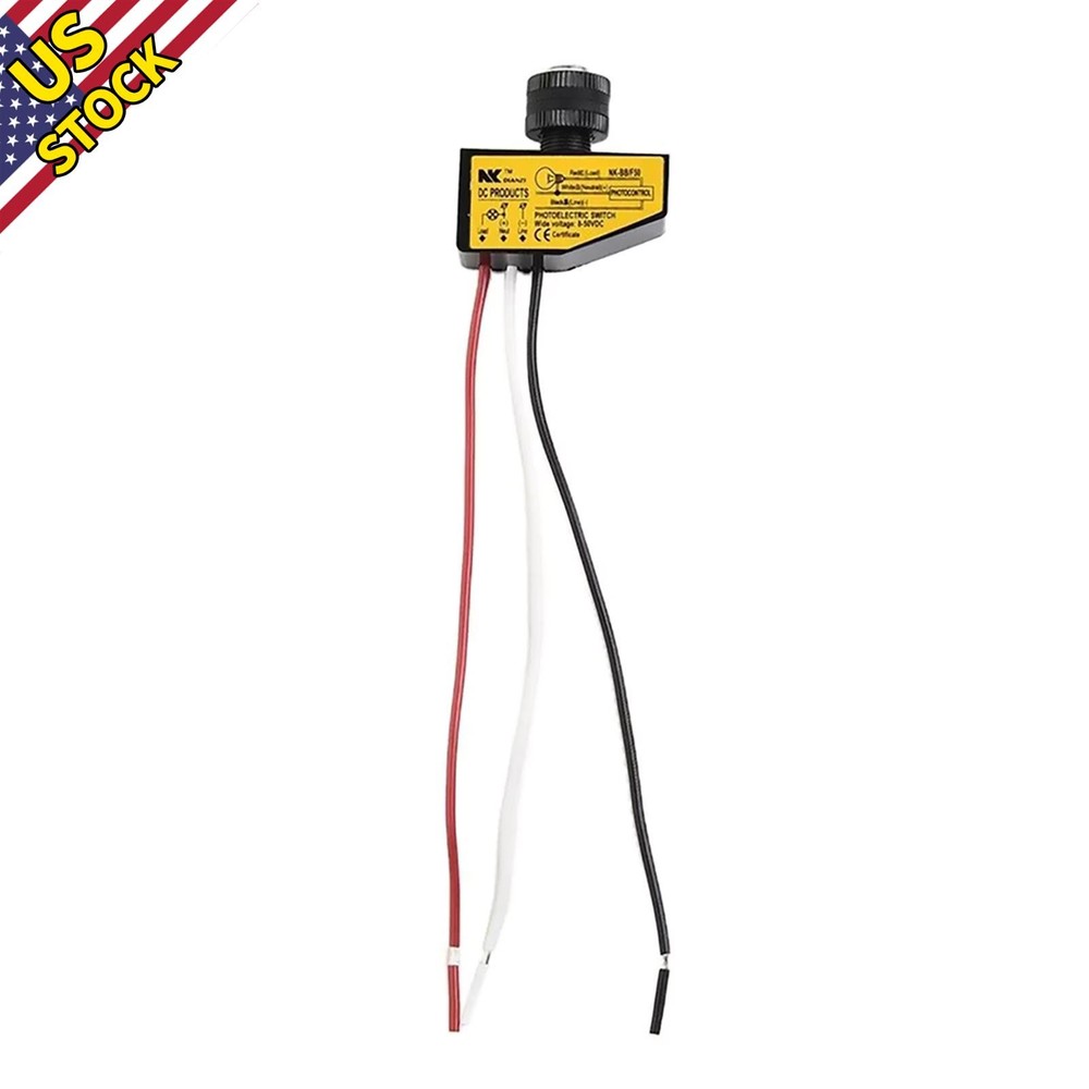 DC 12V-48V Dusk To Dawn Photocell Light Switch 8-50V Light Sensor Control Switch