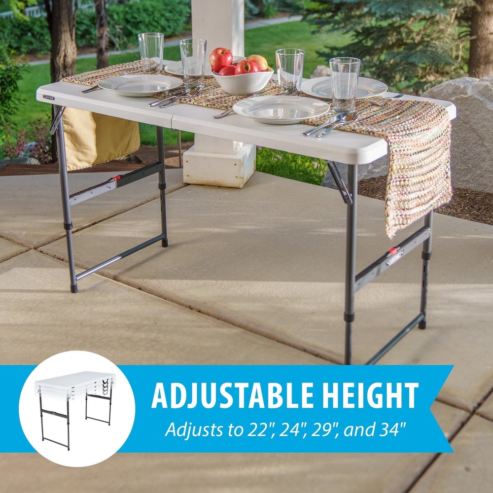 4-Foot Fold-in-Half Adjustable Table Residential