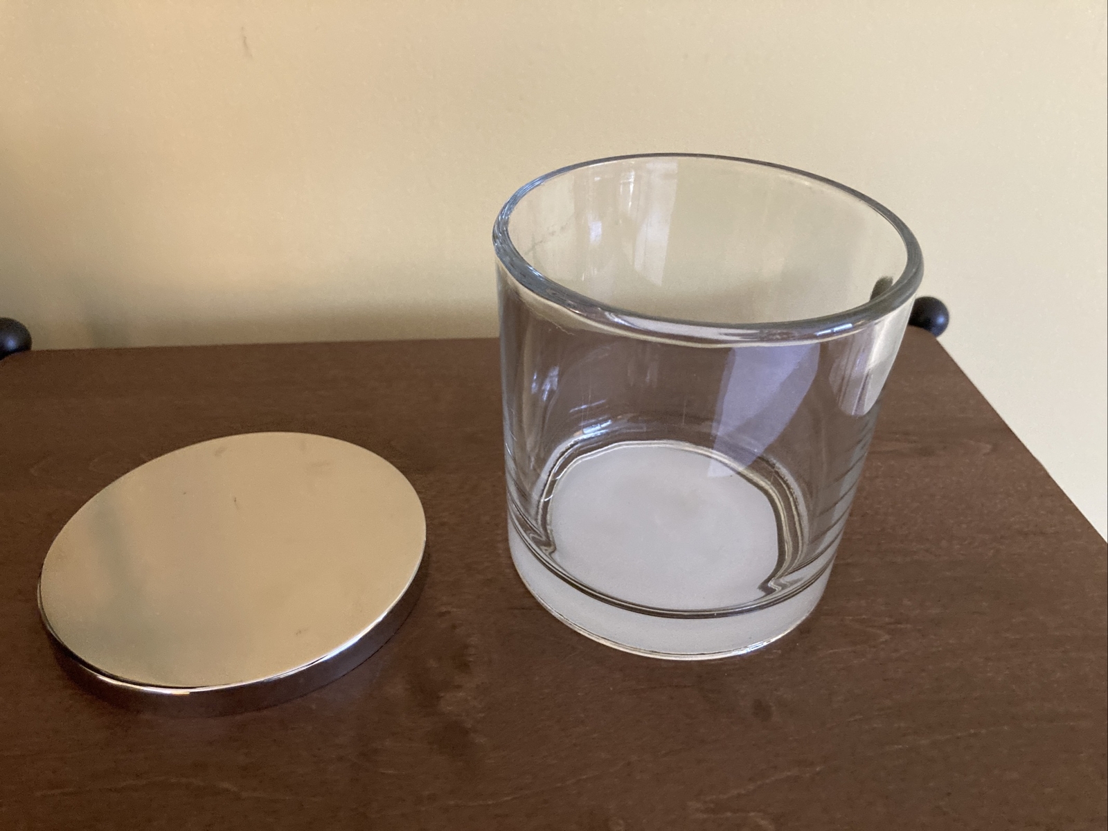 Clear Glass Candle Jar with lid, 14 oz, clean and empty, quantities available