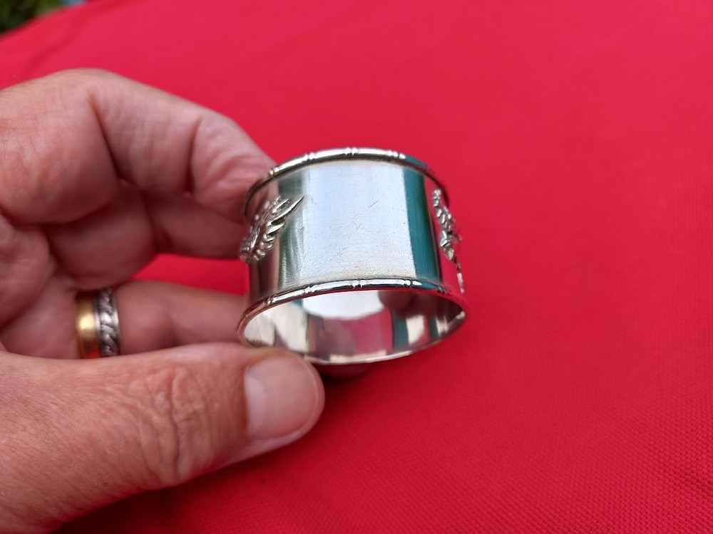Solid silver Chinese dragon napkin ring with hallmarks