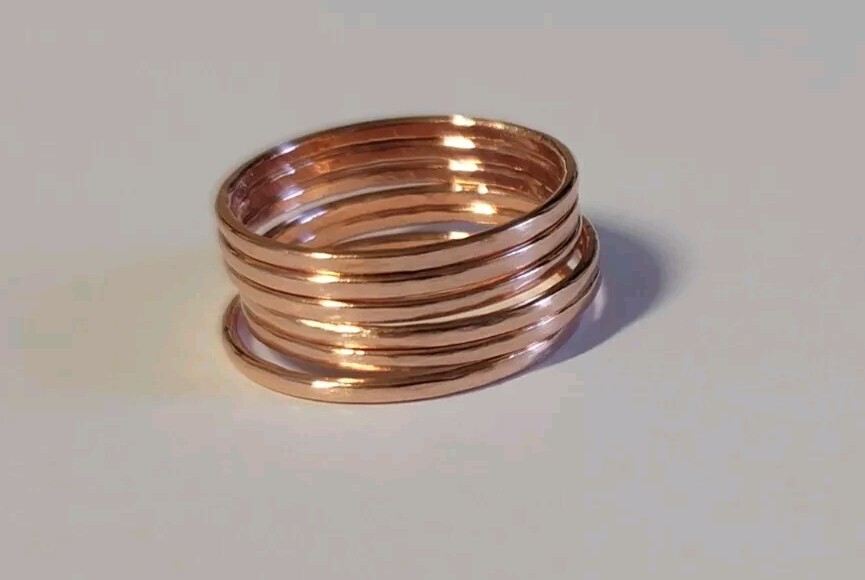 6 Copper Stacking rings 1.29 mm width solid copper rings for pain management