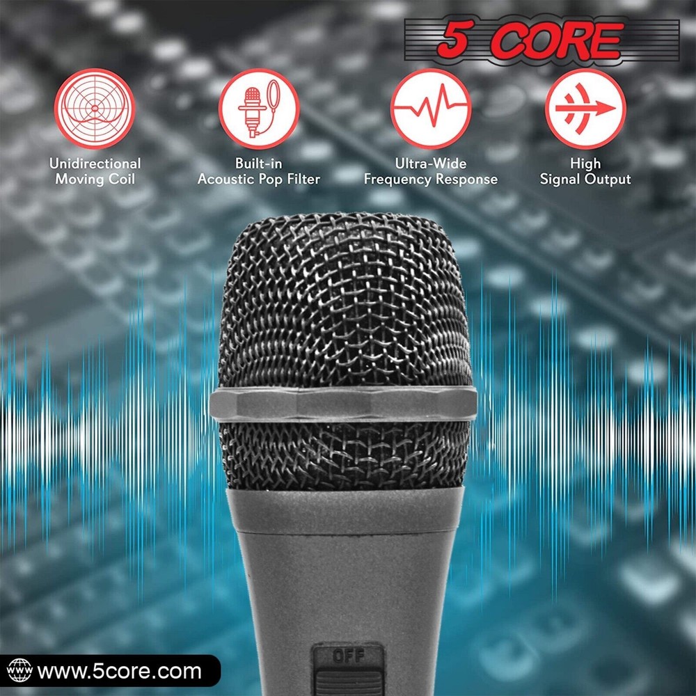 5Core XLR Microphone Dynamic Mic Karaoke Singing Studio Mics Handheld Microfono