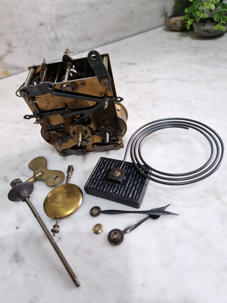 Antique Gustav Becker Clock Movement And Pendulum Gong Ect