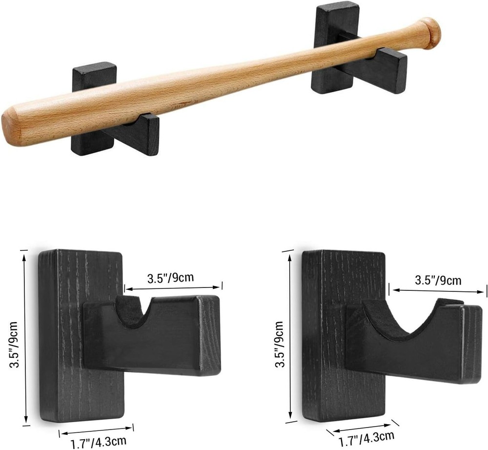 2PCS Baseball Bat Display Case, Baseball Bat Hanger Holder, Wall Mount Baseba...
