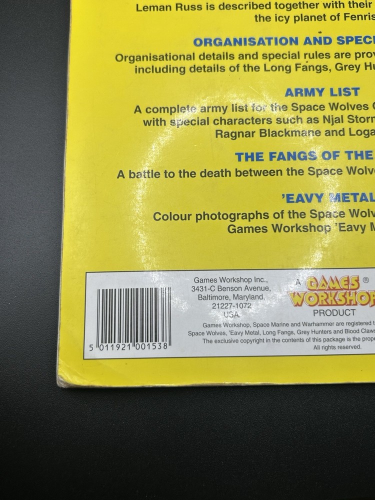 Warhammer 40K Codex Space Wolves (2nd Ed) Games Workshop GW Damaged