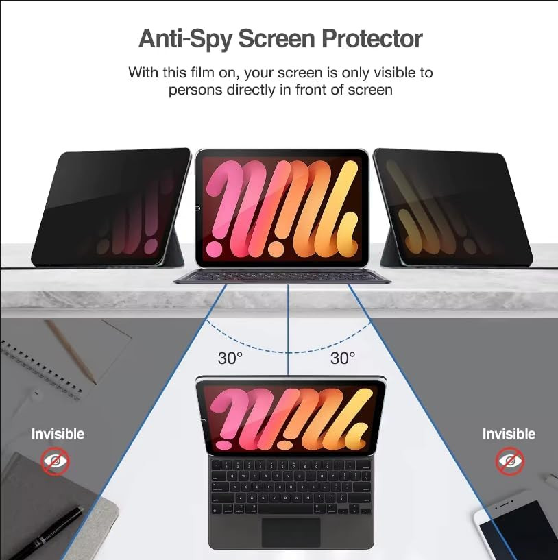 Privacy Screen Protector for Galaxy Tab S9 FE+ Plus/ S9 Plus/ S8 Plus/ S7 FE/ S7