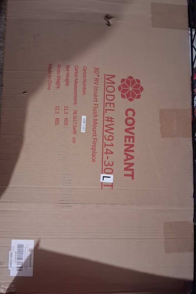 Covenant - 30" Electric RV Fireplace Insert Flat Front with Crystals