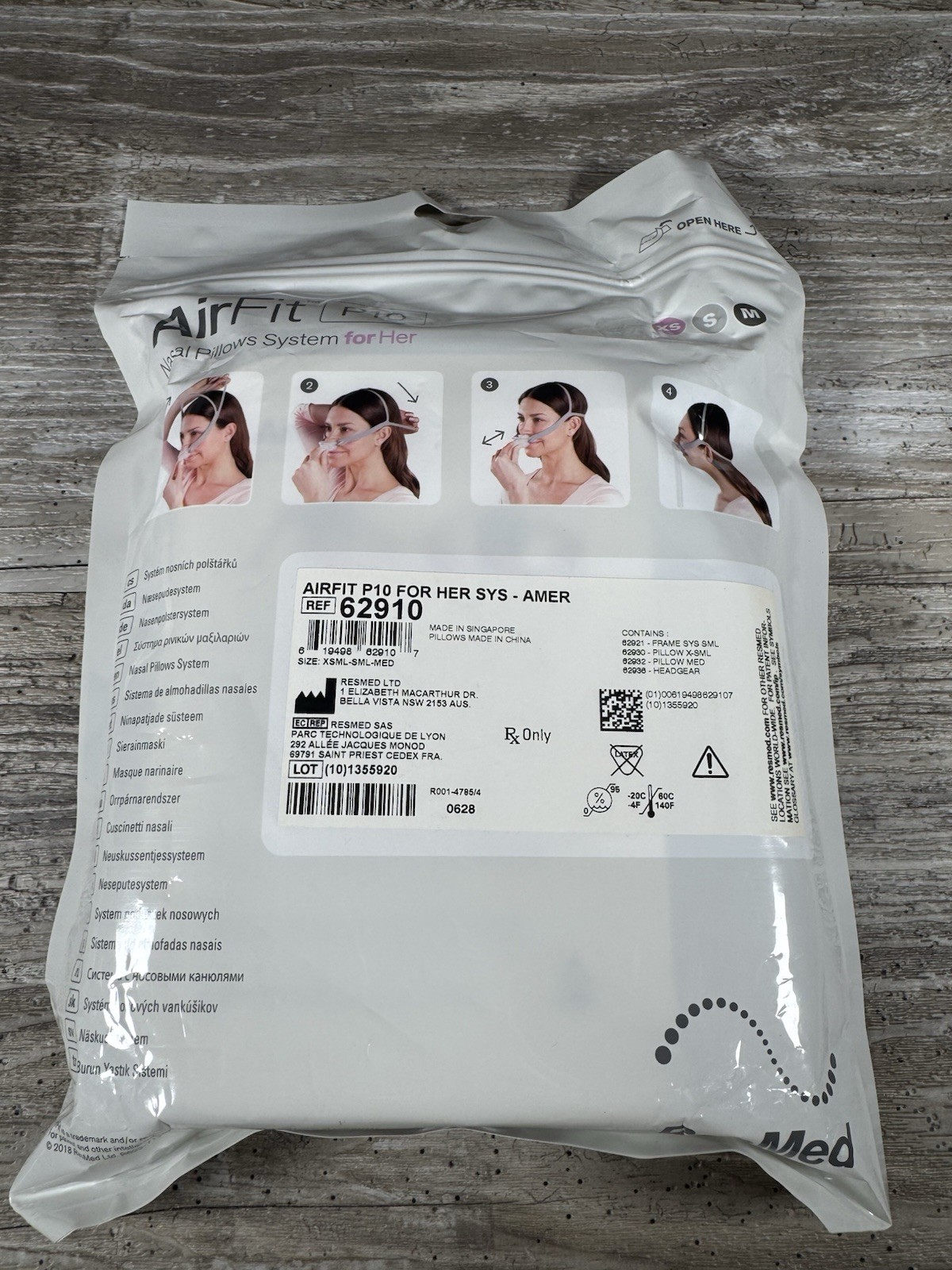 Airfit P10, Nasal Pillows System for Her, 62910 New,NEVER USED, Sealed.