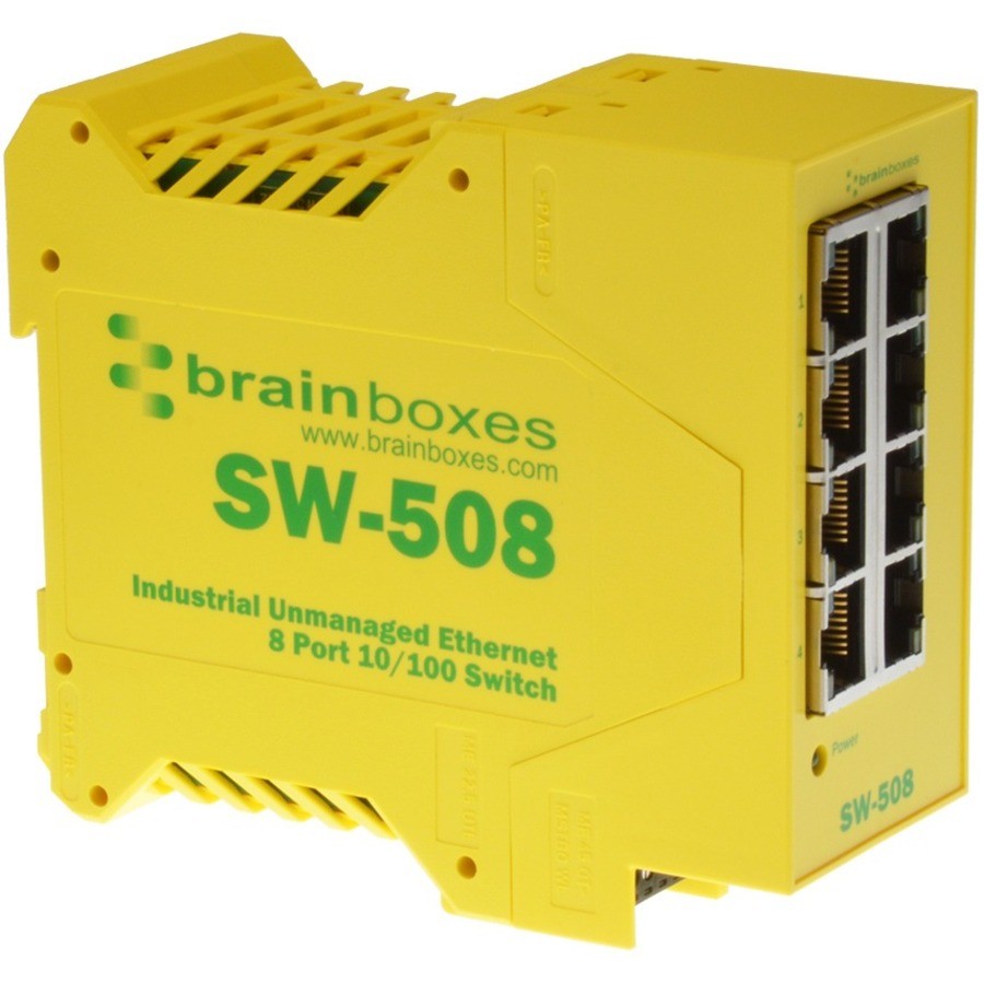Brainboxes SW-508 Industrial Ethernet 8-Port Switch DIN Rail Mountable