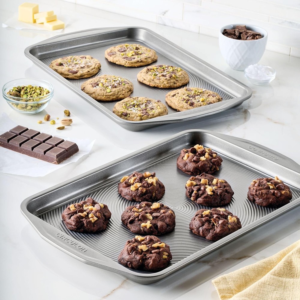 Total Bakeware Set Nonstick Cookie Baking Sheets, 2 Piece, Gray