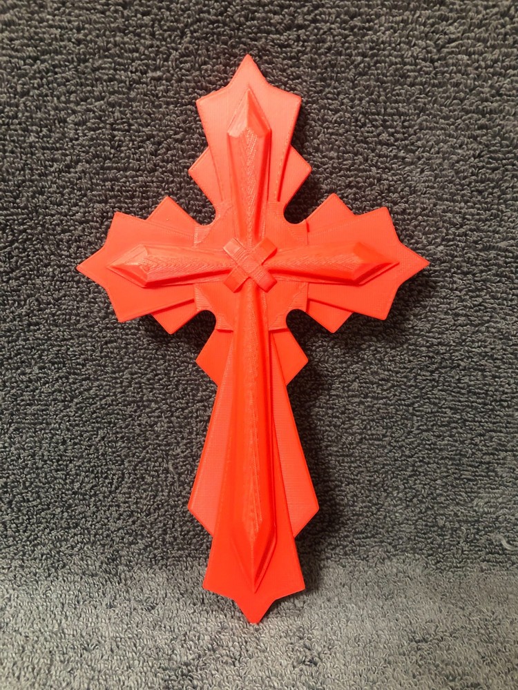3d Printed Religious Cross Red (with mounting hardware)