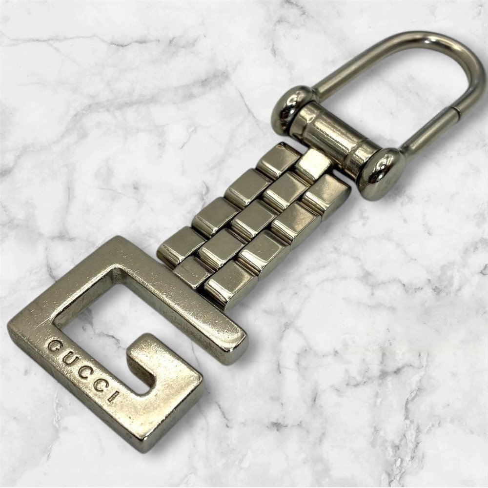 GUCCI G Logo Silver Key Holder Keyring