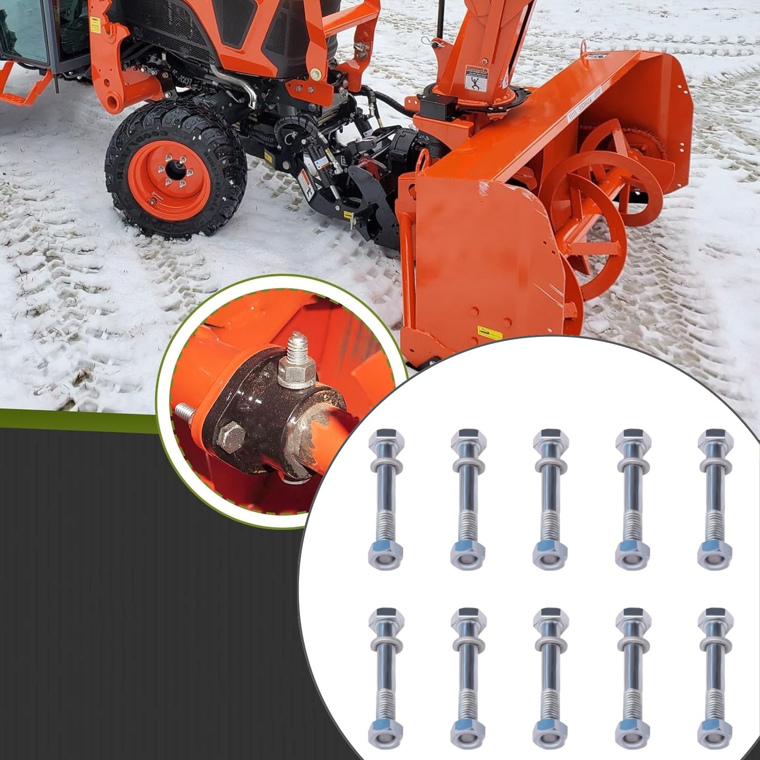 70060-01338 (10 Pack) Snowblower Shear Bolts For Kubota BX2750D Front Snowblower