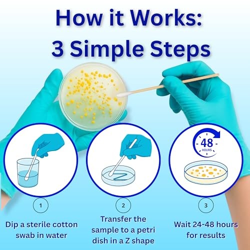 Evviva Sciences Water Bacteria Test Kit – 10 Tests for Total Bacteria,