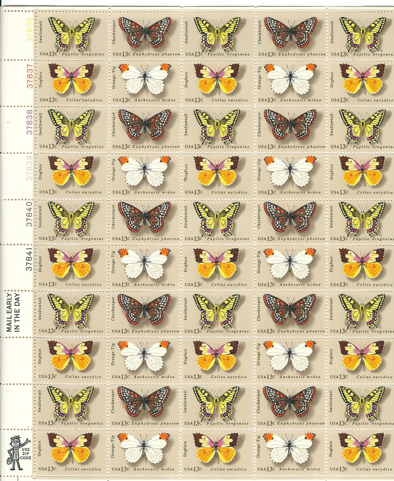 Scott #1712/15...13 Cent...Butterflies...Sheet of 50