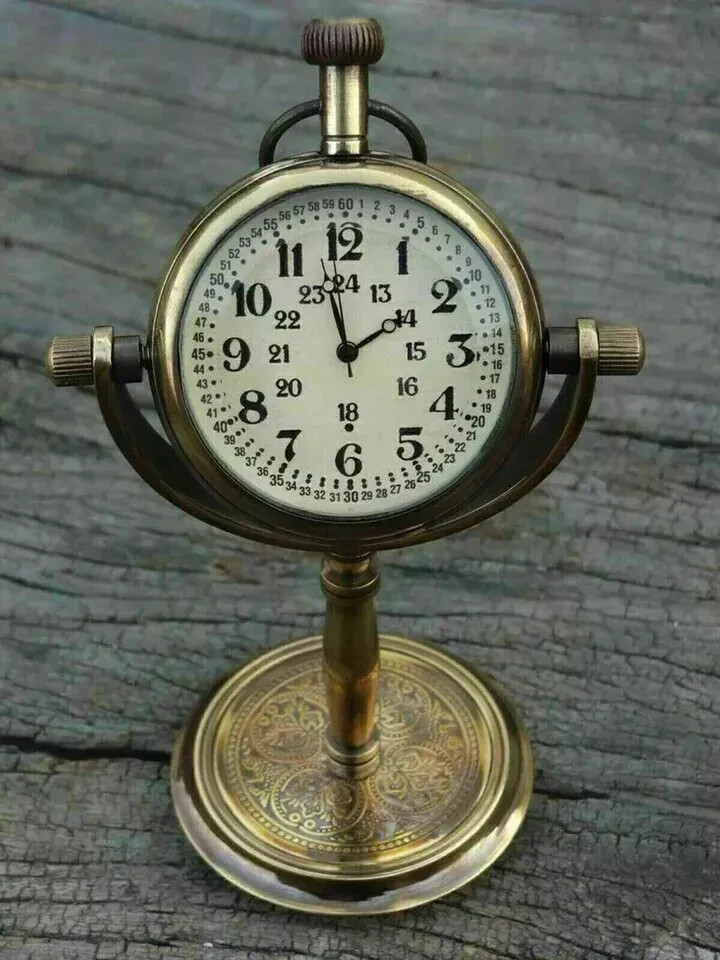 Beautiful Solid Brass Desk Clock Table Clock Antique Nautical Clock