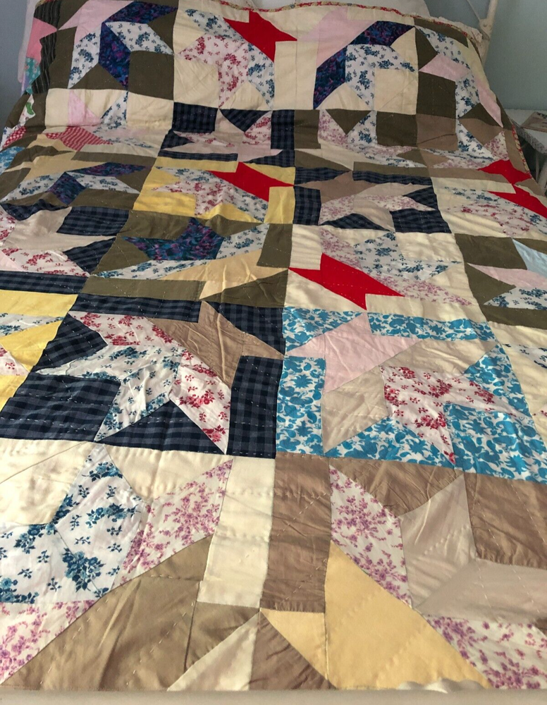 "Cactus Basket" Hand Stitched Quilt, Reversable