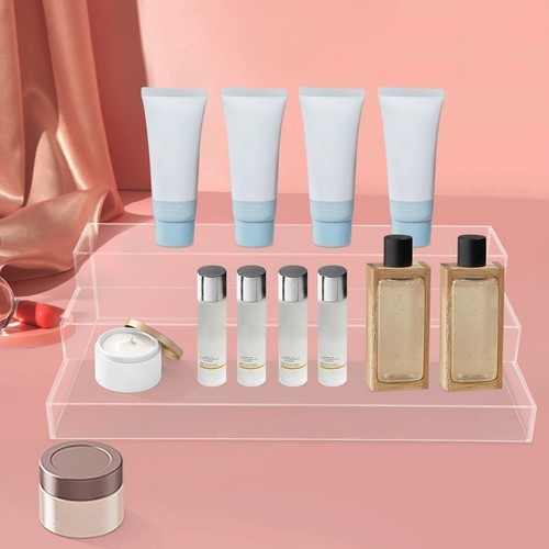 3 Tier Large Acrylic Display Riser Clear Perfume Organizer Stand Desktop Storage