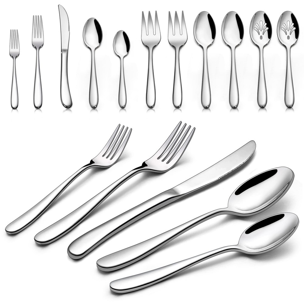 Silverware Set with Serving Fork Spoons Silverware Set with Serving Fork Spoons